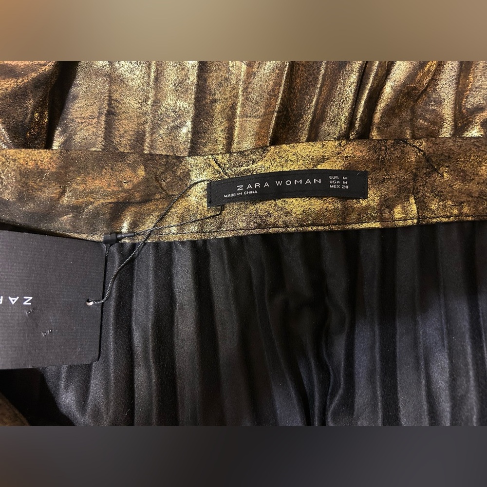NWT Zara Woman Gold/Black Midi Skirt. - Picture 9 of 10